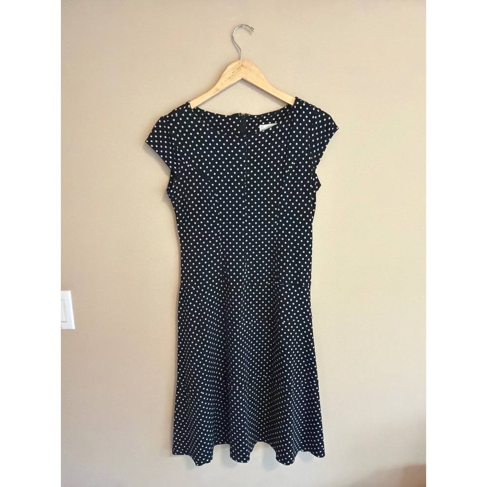 Vintage Polka Dot Cap Sleeve Fit Flare Dress Size 6‎